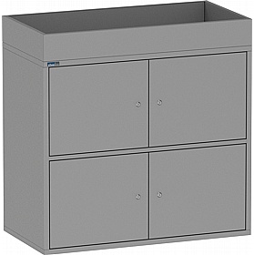 Silverline M:Line 4 Person Metal Personal Lockers with Planter - Office Storage