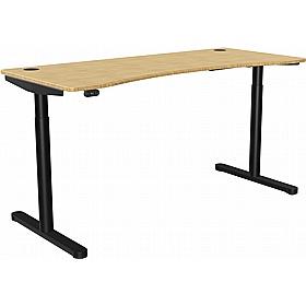 SmartLine Flow Bamboo Curve Sit Stand Office Desks - Office Desks