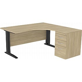 SmartLine Ergonomic Radial Cable Managed Office Desks with Desk End Drawers