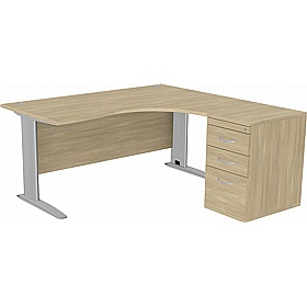 SmartLine Ergonomic Radial Cable Managed Office Desks with Desk End Drawers - Office Desks