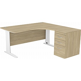 SmartLine Ergonomic Radial Cable Managed Office Desks with Desk End Drawers - Office Desks