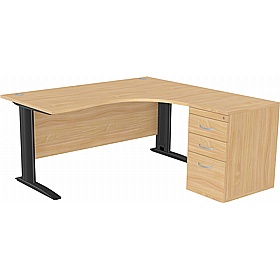 SmartLine Ergonomic Radial Cable Managed Office Desks with Desk End Drawers - Office Desks
