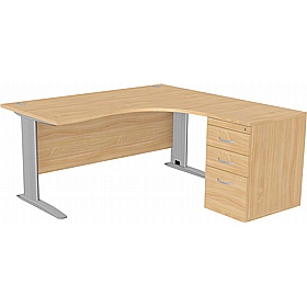SmartLine Ergonomic Radial Cable Managed Office Desks with Desk End Drawers - Office Desks