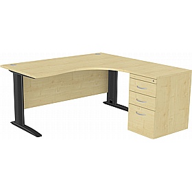 SmartLine Ergonomic Radial Cable Managed Office Desks with Desk End Drawers - Office Desks