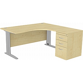 SmartLine Ergonomic Radial Cable Managed Office Desks with Desk End Drawers - Office Desks