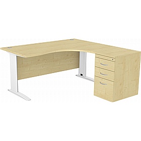 SmartLine Ergonomic Radial Cable Managed Office Desks with Desk End Drawers - Office Desks