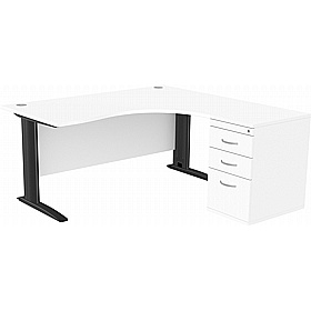SmartLine Ergonomic Radial Cable Managed Office Desks with Desk End Drawers - Office Desks