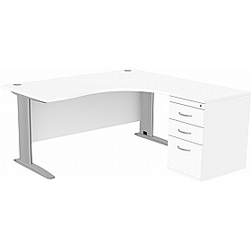 SmartLine Ergonomic Radial Cable Managed Office Desks with Desk End Drawers - Office Desks