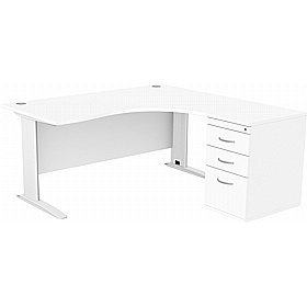 SmartLine Ergonomic Radial Cable Managed Office Desks with Desk End Drawers - Office Desks