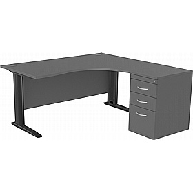 SmartLine Ergonomic Radial Cable Managed Office Desks with Desk End Drawers - Office Desks