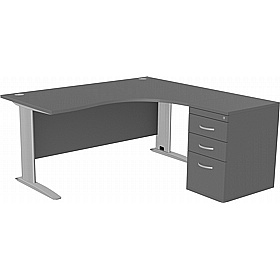 SmartLine Ergonomic Radial Cable Managed Office Desks with Desk End Drawers - Office Desks