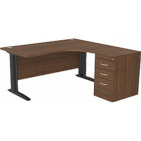 SmartLine Ergonomic Radial Cable Managed Office Desks with Desk End Drawers - Office Desks