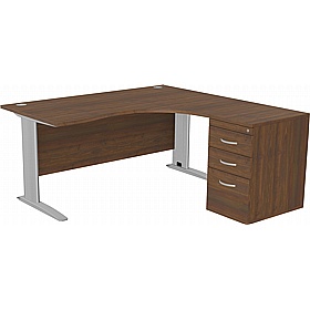 SmartLine Ergonomic Radial Cable Managed Office Desks with Desk End Drawers - Office Desks