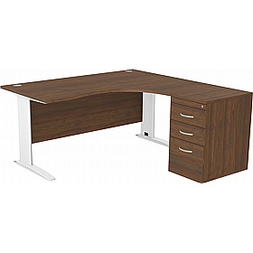 SmartLine Ergonomic Radial Cable Managed Office Desks with Desk End Drawers - Office Desks