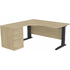 SmartLine Ergonomic Radial Cable Managed Office Desks with Desk End Drawers - Office Desks