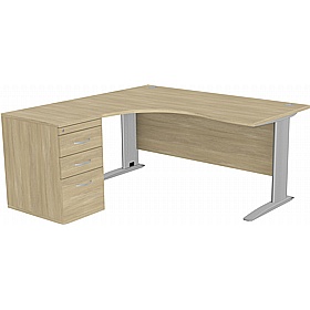 SmartLine Ergonomic Radial Cable Managed Office Desks with Desk End Drawers - Office Desks