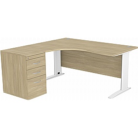 SmartLine Ergonomic Radial Cable Managed Office Desks with Desk End Drawers - Office Desks