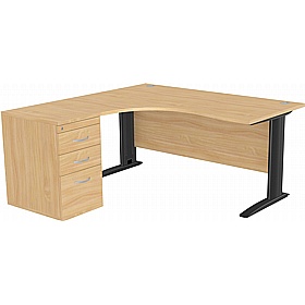 SmartLine Ergonomic Radial Cable Managed Office Desks with Desk End Drawers - Office Desks