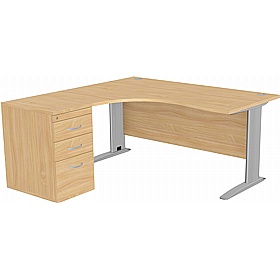 SmartLine Ergonomic Radial Cable Managed Office Desks with Desk End Drawers - Office Desks