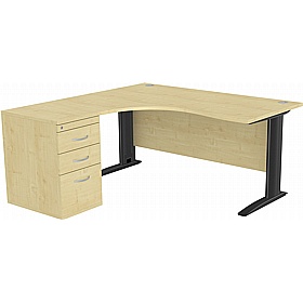 SmartLine Ergonomic Radial Cable Managed Office Desks with Desk End Drawers - Office Desks