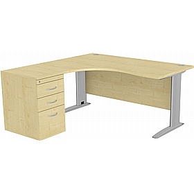 SmartLine Ergonomic Radial Cable Managed Office Desks with Desk End Drawers - Office Desks