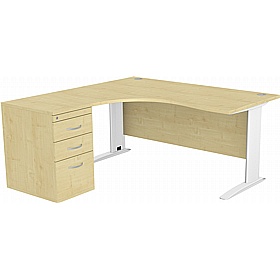 SmartLine Ergonomic Radial Cable Managed Office Desks with Desk End Drawers - Office Desks