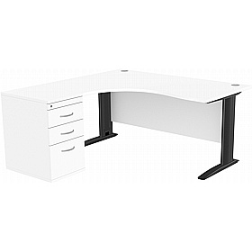 SmartLine Ergonomic Radial Cable Managed Office Desks with Desk End Drawers - Office Desks