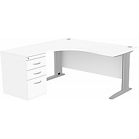 SmartLine Ergonomic Radial Cable Managed Office Desks with Desk End Drawers - Office Desks