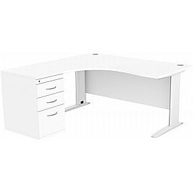 SmartLine Ergonomic Radial Cable Managed Office Desks with Desk End Drawers - Office Desks