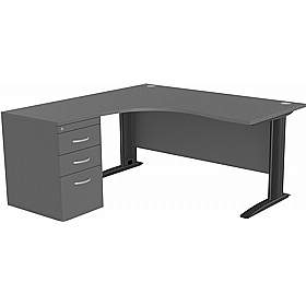 SmartLine Ergonomic Radial Cable Managed Office Desks with Desk End Drawers - Office Desks