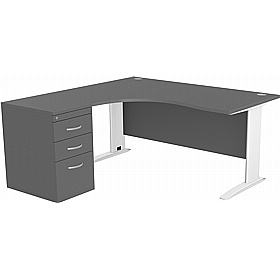 SmartLine Ergonomic Radial Cable Managed Office Desks with Desk End Drawers - Office Desks