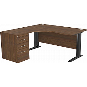 SmartLine Ergonomic Radial Cable Managed Office Desks with Desk End Drawers - Office Desks