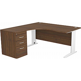 SmartLine Ergonomic Radial Cable Managed Office Desks with Desk End Drawers - Office Desks