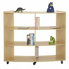 Bright Beginnings Mobile 3 Shelf Curved Bookcases - School Furniture