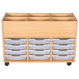 Folio Premium Library Triple Column 12 Tray Mobile Book Trolley - School Furniture