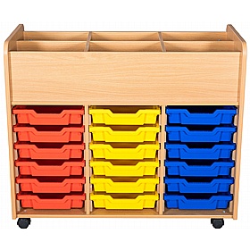 Folio Premium Library Triple Column 18 Tray Mobile Book Trolley - School Furniture