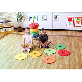 Rainbow Circular Mats & Donut Trolley - School Furniture