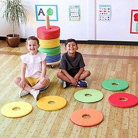 Rainbow Circular Mats & Donut Trolley - School Furniture