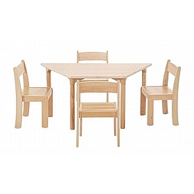 Zona Beechwood Trapezoid Nursery and Pre School Tables - School Furniture