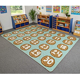 Large Numbers Log Placement Carpet - School Furniture