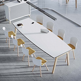 Foresta Scandi Boat Shaped Breakout and Meeting Tables - Meeting Room