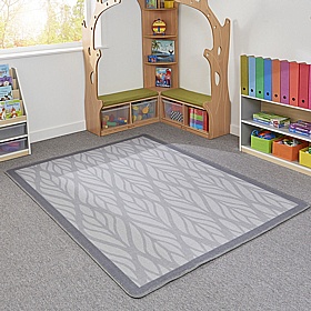 Leafy Grey Placement Indoor Carpet - School Furniture
