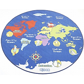 World Map Round Learning Carpet - School Furniture