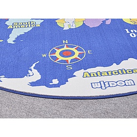 World Map Round Learning Carpet - School Furniture