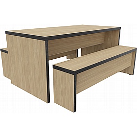 Respite Panel End Dining Table and Bench Set - Breakout & Canteen