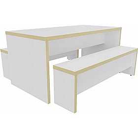 Respite Panel End Dining Table and Bench Set - Breakout & Canteen