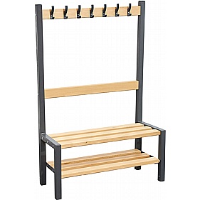 Veste Premium Single Sided Changing and Cloakroom Bench Seats with Hooks and Shoe Rack - School Furniture