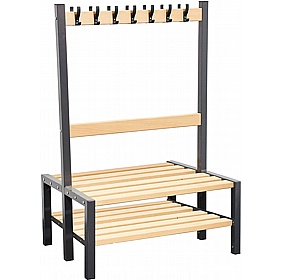 Veste Premium Double Sided Changing and Cloakroom Bench Seats with Hooks and Shoe Rack - School Furniture