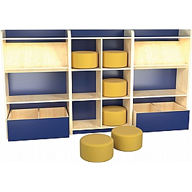 KubbyClass Display and Browse Bookcases with Pod Seats Bundle