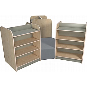 KubbyClass Double Sided Library Bookcases Island with Centre Seat Bundle